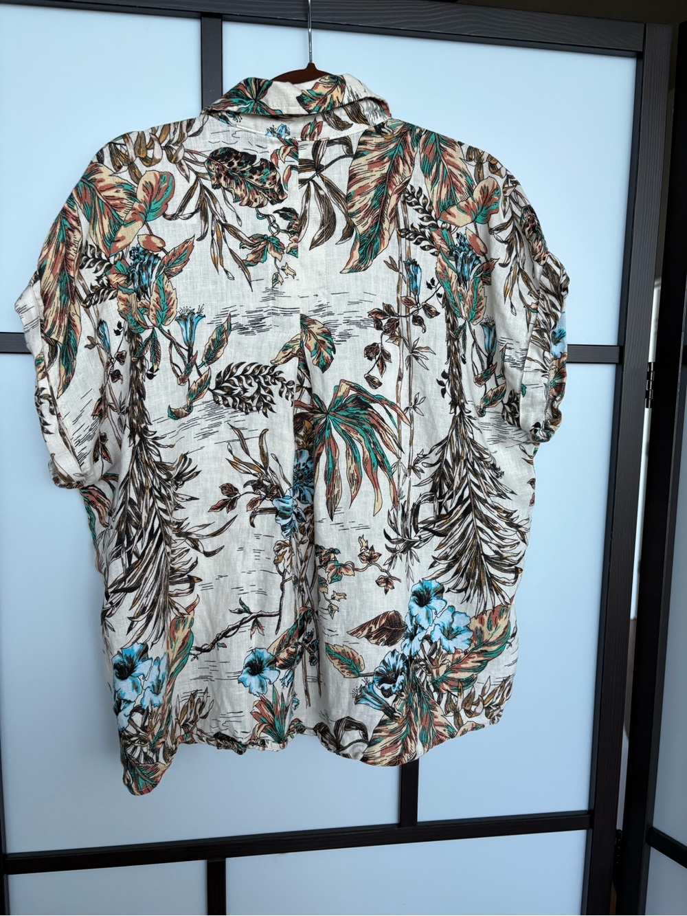 Elie Tahari 100% Linen Botanical Print Button-Down Shirt – Size M - Picture 6 of 8